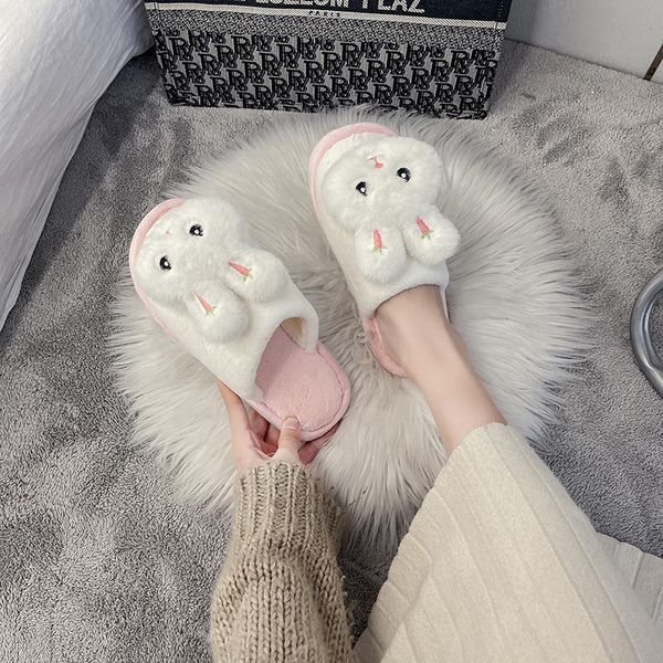 

slippers 2021 trend winter fashion women slipppers flock comfort fmale non-slip bottom flats plus plush home footwear woman shoes, Black