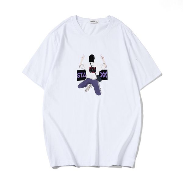 

t shirt 2021 summer men's loose cotton short sleeve ins super fire student trend, White;black