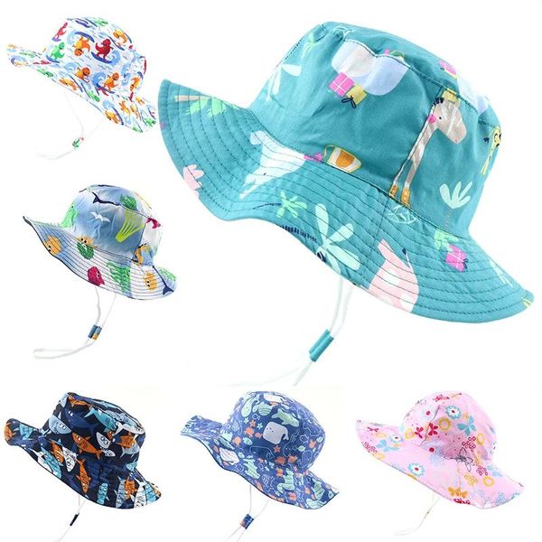 

summer baby bucket hat uv protection boys cap children panama outdoor beach girls sun cartoon infant fisherman caps & hats, Yellow