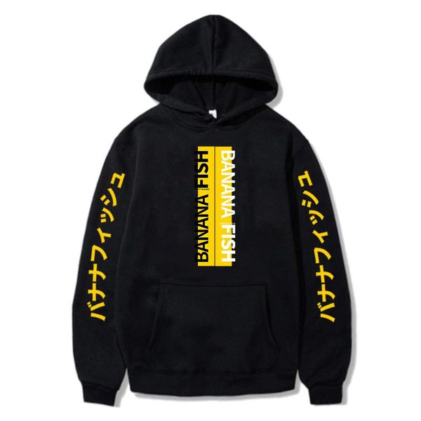 

men's hoodies & sweatshirts anime banana fish hoodie long sleeve pullover women tracksuit harajuku streetwear japanese manga clothes pl, Black