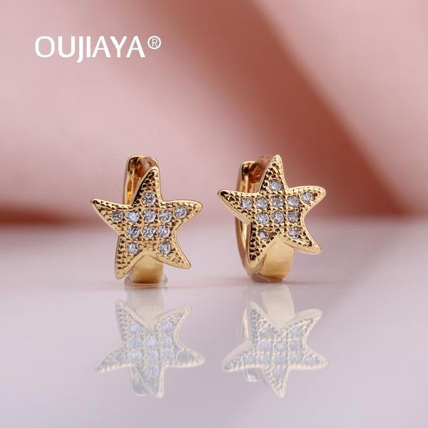 

dangle & chandelier oujiaya starfish gold natural zircon girl earrings white micro wax inlay hollow small drop fashion jewelry a73, Silver