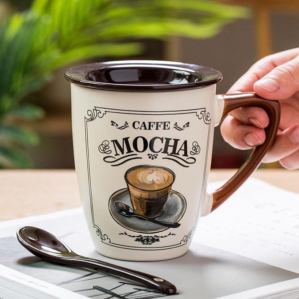 

mugs european style small luxury coffee cup creative ceramic water men and women home milk mug with lid spoon