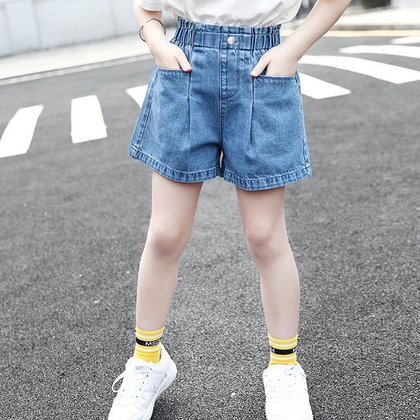 

shorts teens girls summer children denim clothes fashion pocket style jeans casual hold straight 5-15yrs, Black