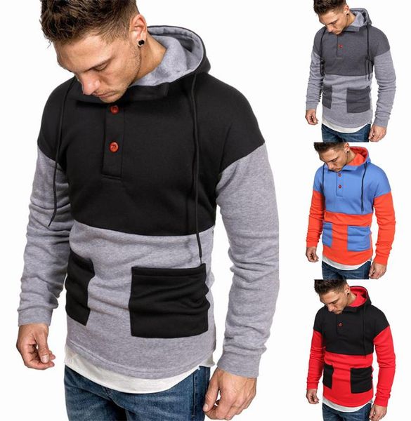 

men's hoodies & sweatshirts arrival european style plus size men fashion patchwork color block pullover, Black