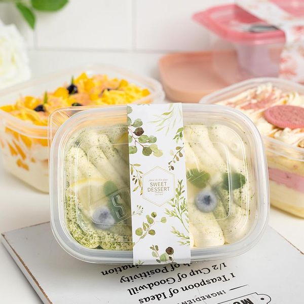 

disposable cups & straws 10pcs net red melaleuca box transparent mousse mango cake cup soy milk dessert packaging with spoon 280ml 700ml