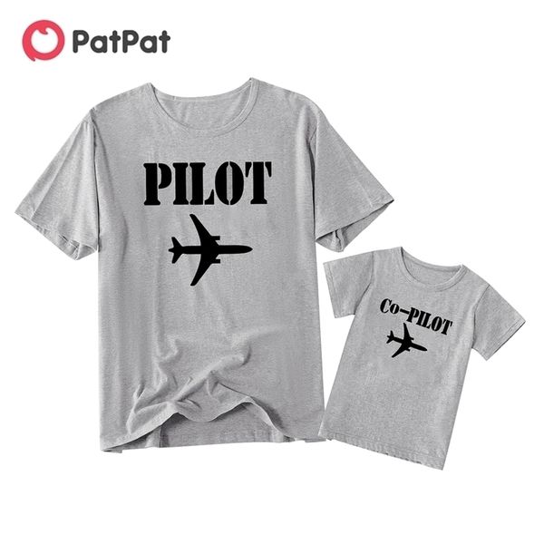 

arrival pilot letter print grey cotton t-shirts for dad and me 210528, Blue