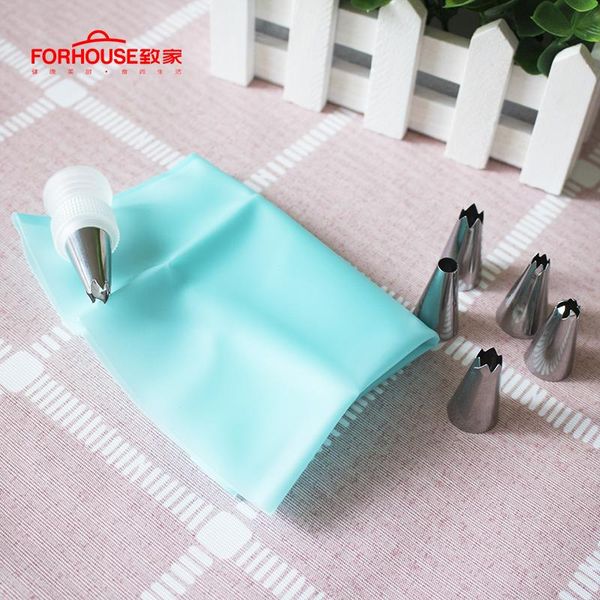 

baking & pastry tools 8pc/set silicone bag tips kitchen diy icing piping cream reusable bags nozzle set cake decorating