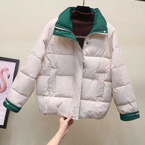 

women's down & parkas 2021 winter women jacket fashion korean loose thicken short cotton padded parka outwear female jackets overcoat, Black