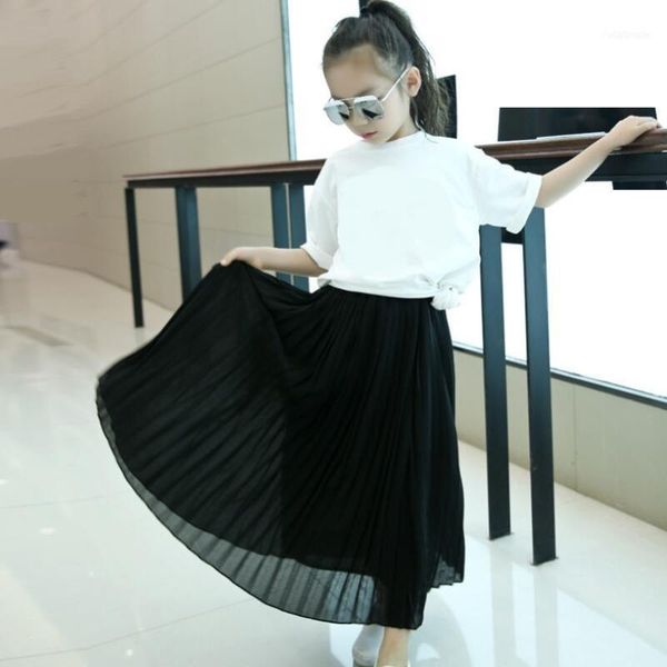 

skirts spring summer baby toddler teenage school girl chiffon children clothes girls tutu long pleated skirt kids costume1, Blue