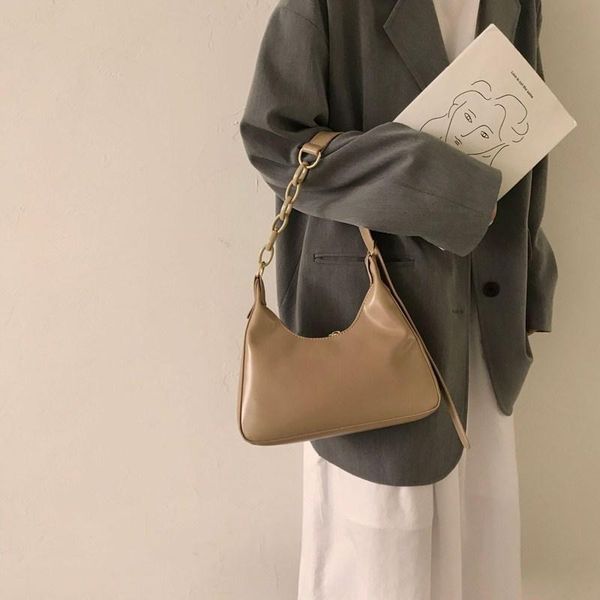 

duffel bags handbag for ladies 2021 fashion solid color retro soft pu leather single shoulder bag purse trendy