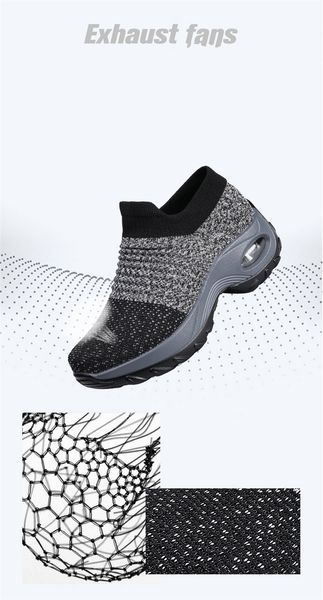 

2022 large size women's shoes air cushion flying knitting sneakers over-toe shos fashion casual socks shoe wm2215