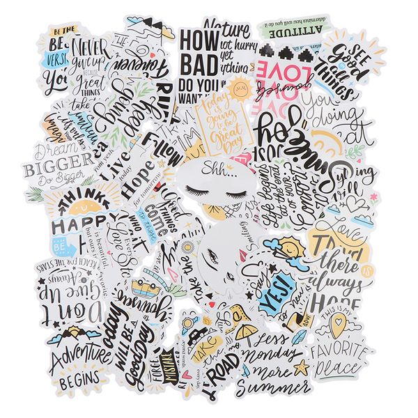 

50pcs motivational phrases quotes waterproof stickers for diy lapskateboard