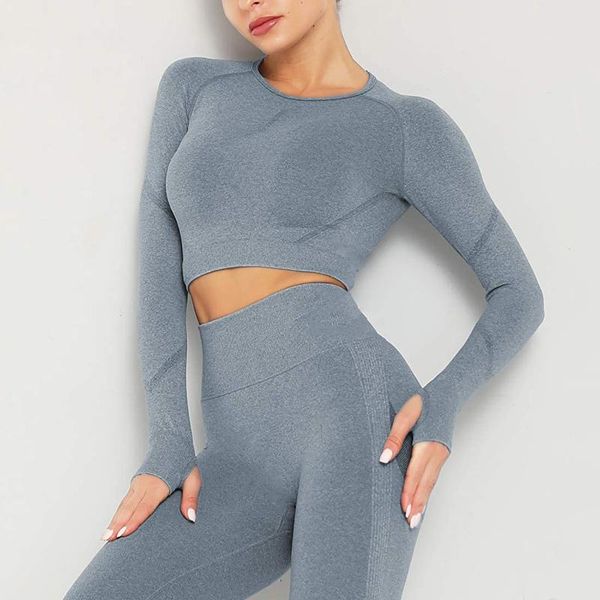 

40# long sleeve sport shirts fitness workout women shirt high elastic gym yoga running clothes slim anti-cellulite outfit