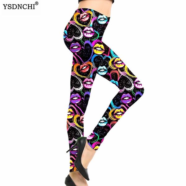 

ysdnchi fitness printing leggings workout sports running pants stretch push up wear gym high elastic legins, Black;white