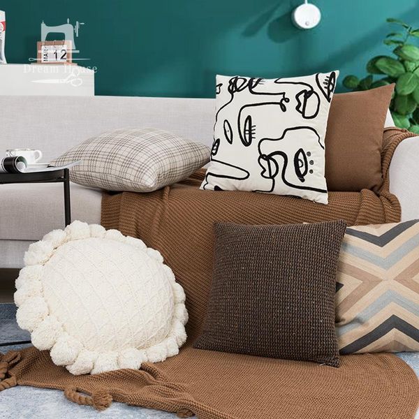 

cushion/decorative pillow 2021 geometric embrpidery cover tassels decoration cushion 45x45/30x50cm home sofa pilow case living bedroom