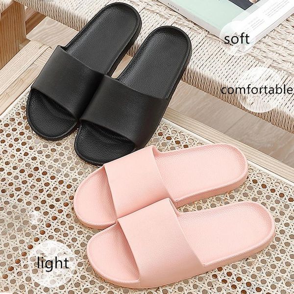 

slippers women men bathroom shower summer soft sole beach casual shoes female couples indoor home, Black