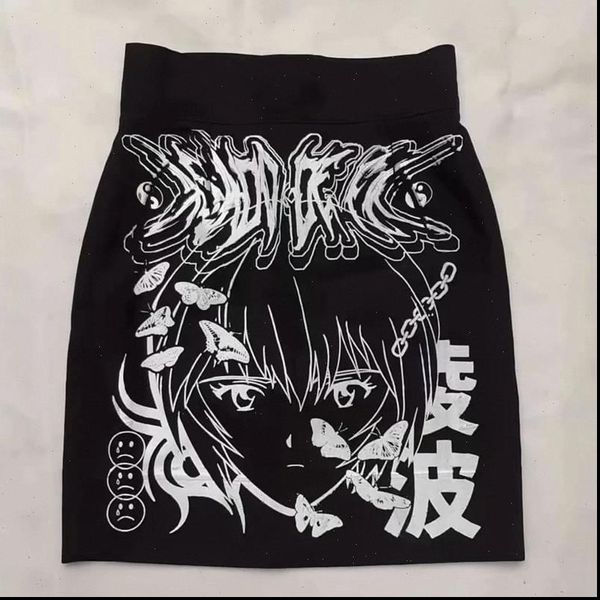 

kawaii short gothic punk dark women skirt street y2k aesthetic, Black