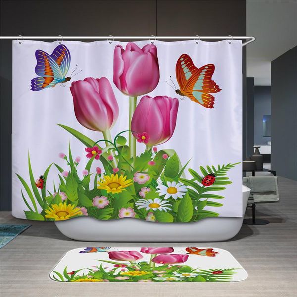 

shower curtains butterfly pattern 3d printed curtain cartoon animal polyester fiber bathroom home decoration