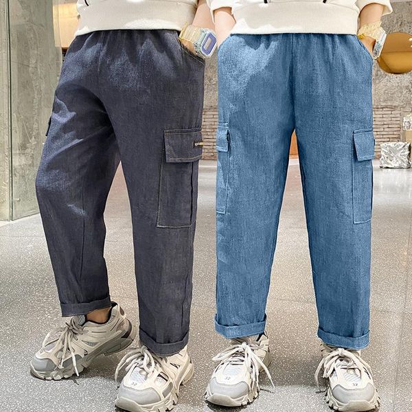 

jeans 2021 straight baby spring autumn pants for boys children kids trousers clothing teenagers gift home outdoor high quality, Blue