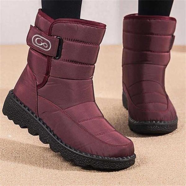 

women boots snow female winter shoes warm plush ankle woman waterproof hook & loop no-slip botas de mujer 211213, Black