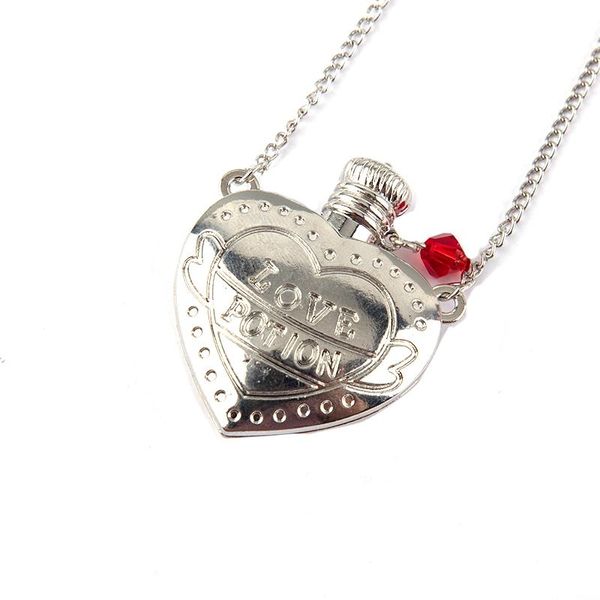 

pendant necklaces ins hip-hop three-dimensional pink heart bottle necklace love letter for women fashion jewelry, Silver