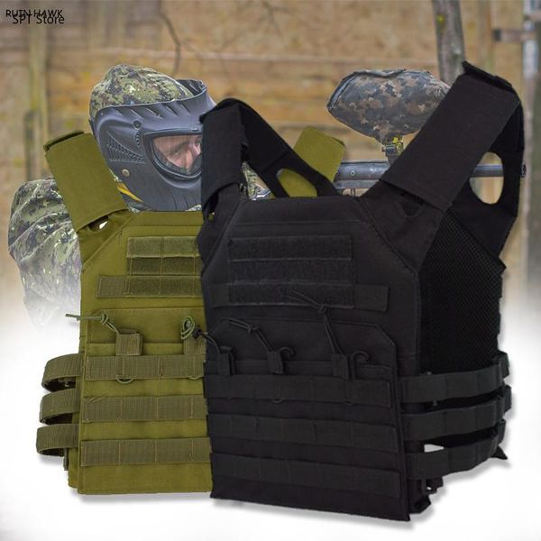 

tactical vest men hunting plate carrier molle military gear paintball game body armor 10 colors jackets, Camo;black