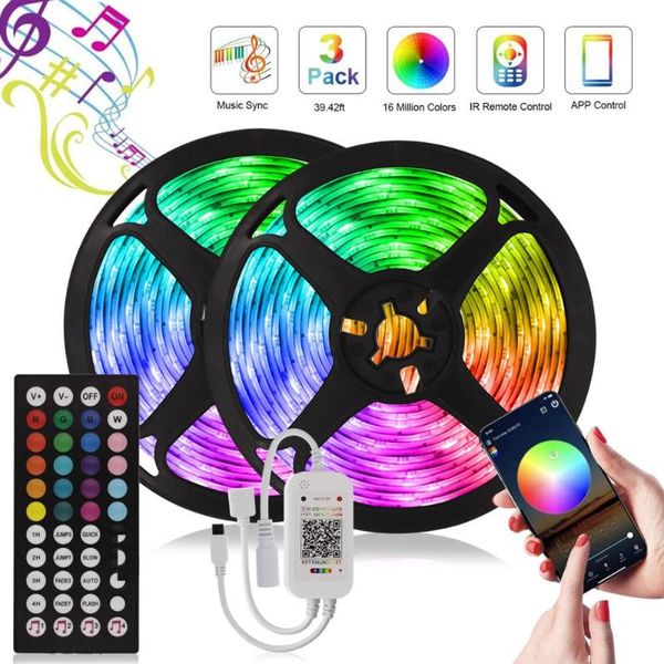 

control led light strips 12v indoor lighting rgb tape with controller bluetooth band luminous lights bar home decoration