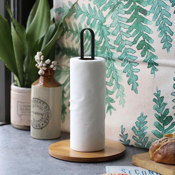 

tissue boxes & napkins paper towel holder, kitchen hanger rack bathroom roll stand organizer simply standing counterbamboo with iron