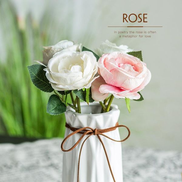 

bouquet silk flower artificial peony rose flowers fake flores wedding diy home garden party decoration decorative & wreaths