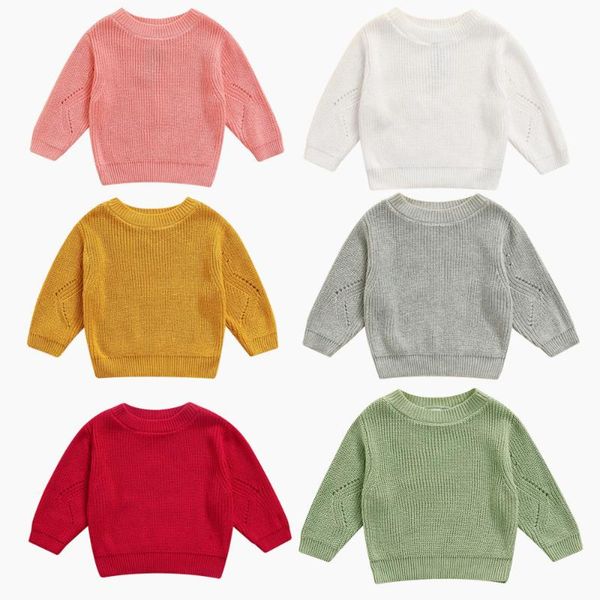 

pullover infant baby girl boy knit sweaters casual solid color long sleeve round collar fall winter toddlers jumpers 0-3y, Blue