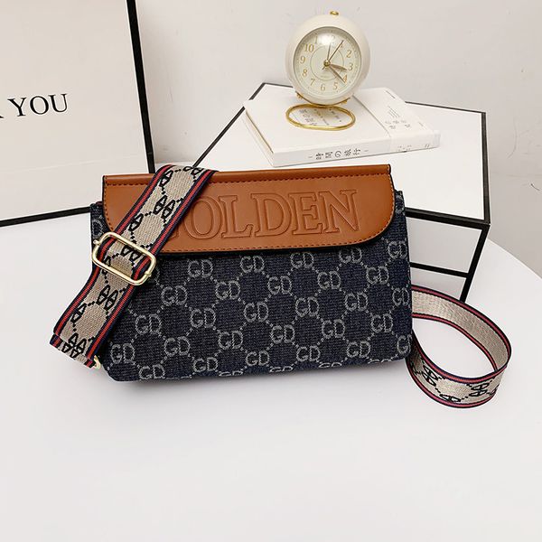 

designer handbags small 2021 new fashion printing women's wide band small square bag canvas one shoulder slant span bag
