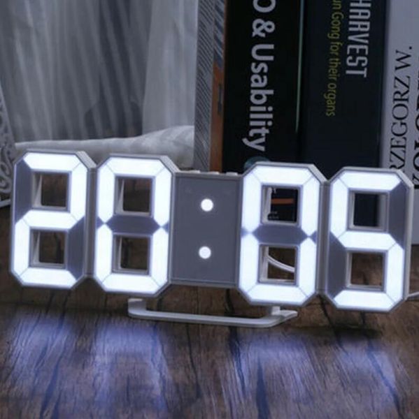 Design moderno 3d LED relógio de parede moderno despertador digital exposição home sala de estar escritório mesa mesa noite relógio de parede vídeo com caixa DHL
