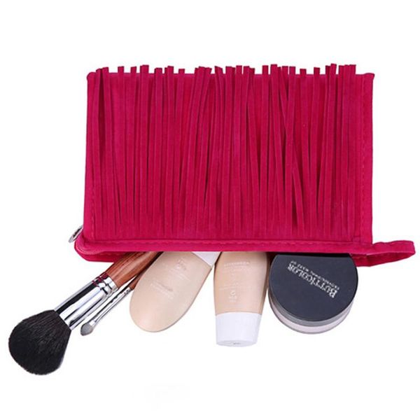 

fashion women make up bag cosmetic fleece fabric organizer toiletry beauty case kits storage tassel handbag lady bags & cases