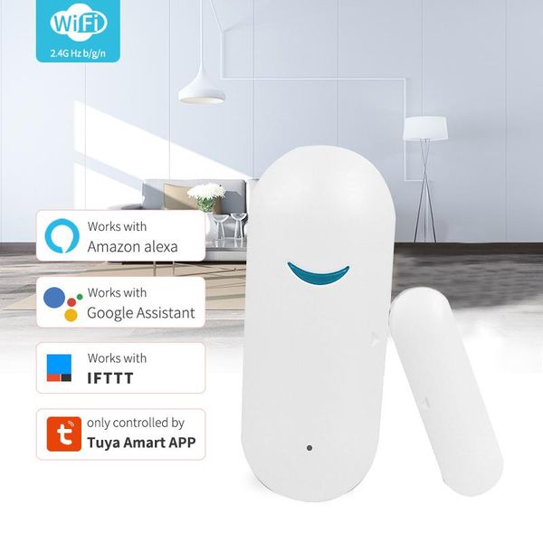 

smart home control tuya wifi door sensor open closed detectors app alarm compatible with alexa google