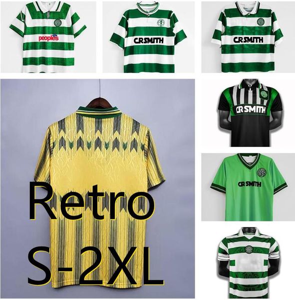 

retro version celtic soccer jerseys 1984 1986 87 88 91 92 93 short sleeve soccer shirts vintage men football uniform, Black;yellow
