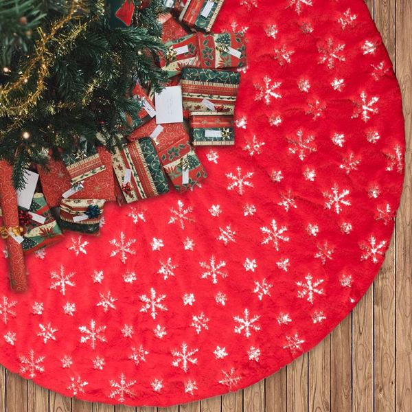 

christmas decorations christmas, year decoration, red snowflake plush tree skirt, silver 48inch decoration