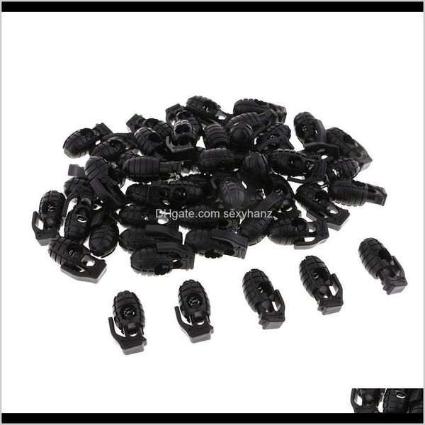 

sewing notions tools apparel drop delivery 2021 50 pieces plastic hand grenade toggle spring clasp ssingle hole cord locks 4sbx5, Black