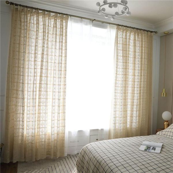 

curtain & drapes fantastic window treatment hollow crochet rural korean style jacquard cortina bedroom living-room decoration-supplies