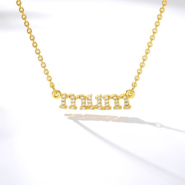 

pendant necklaces women jewerly letter necklace stainless steel chain jewellry cz mum statement ncklace bijoux femme christmas gift, Silver