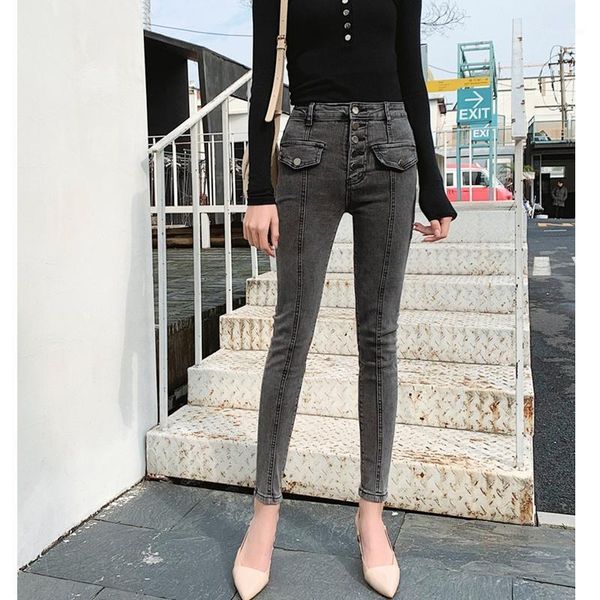 

women's jeans arrival wholesale woman denim pencil pants brand stretch high waist women 6180, Blue