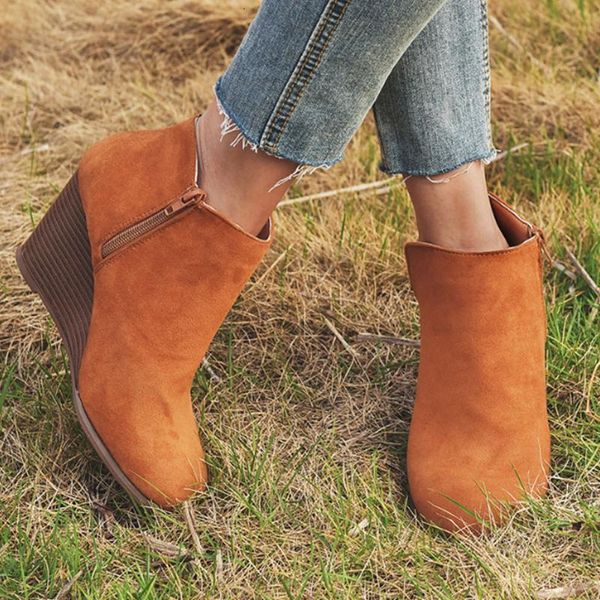 

boots doratasia big size 35-43 ins ladies wedges ankle casual party women fashion mixed colors shoes woman1 kooh, Black