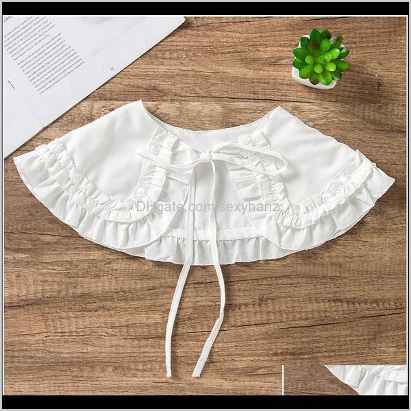 

blouses shirts womens clothing apparel drop delivery 2021 girls doll double layer ruffles fake collar shoulder wrap detachable collars women, White