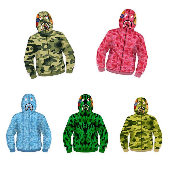 

hoodies 2021 shark head 3d printed children's zipper hoodie jacket, Black