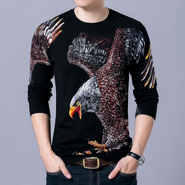 

2021 spring and autumn digital long sleeve t-shirt large casual personalized men's knitted printed t-shirt trend, Black