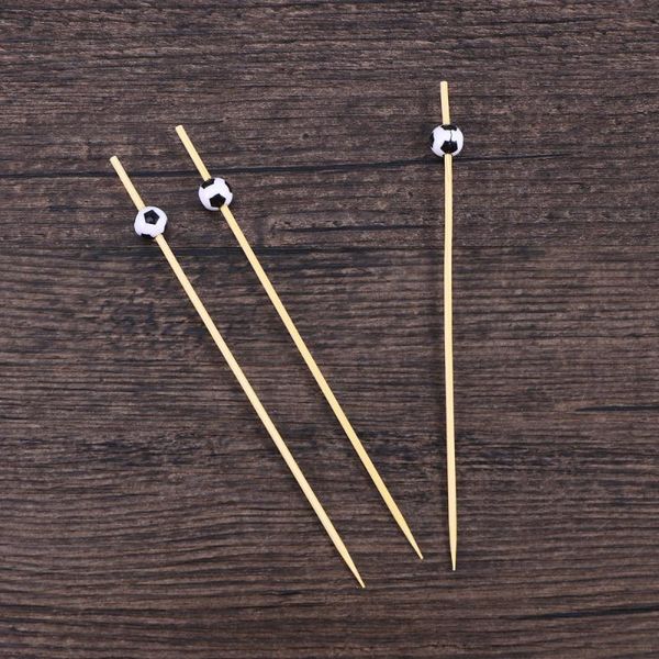 

forks 100pcs picks cocktail fruit appetizer drink sticks disposable wood toothpicks party supplies 12cm (mini football)