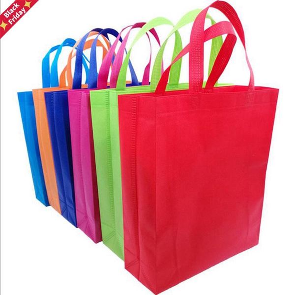 

gift wrap 10pcs multi-use tote bags kids birthday party favor non-woven treat solid color with handle shopping bag ba