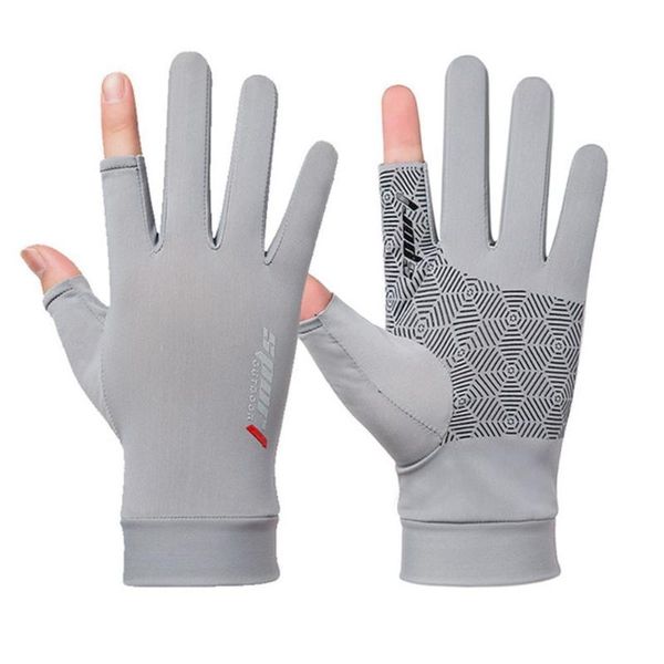 

cycling gloves outdoor fishing sunscreen half silk ice fingerless breathable finger sports w1v7, Black