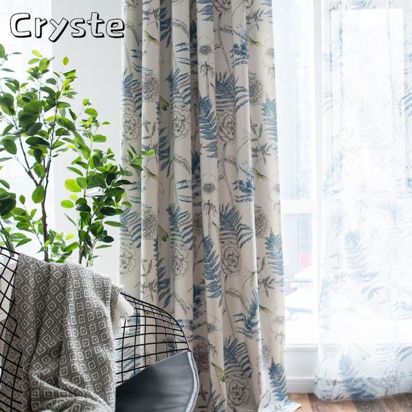 

curtain & drapes modern and simple polyester-cotton printed curtains finished custom blackout for living dining room bedroom