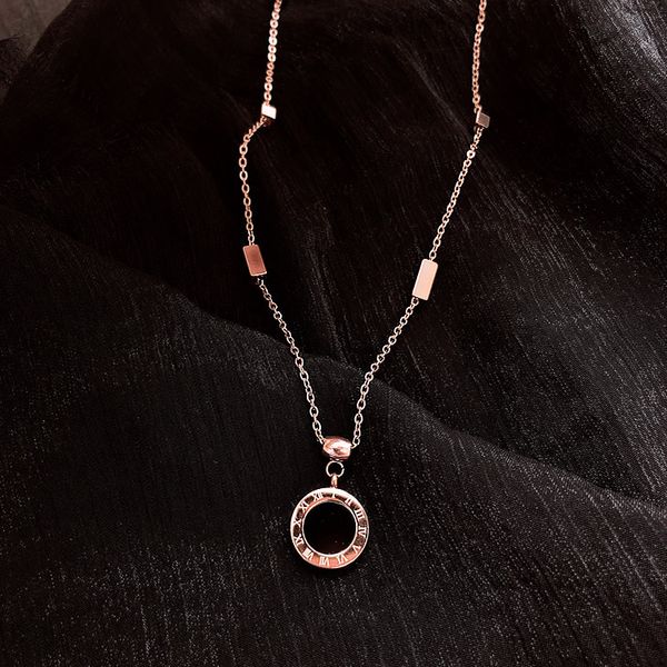 

ti-tanium steel necklace roman digital fashion minority personality net red clavicle simple temperament cool neck chain woman, Silver
