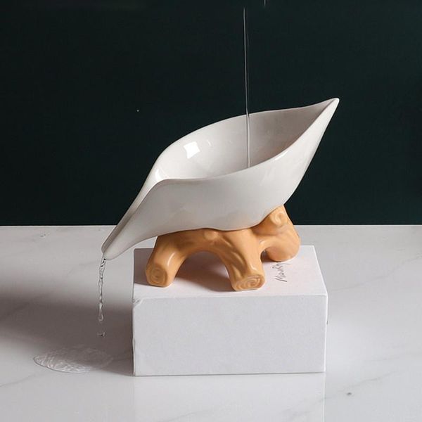 

soap dishes bathroom accessories ceramic shower case holder container storage box bath leaf shape unique design